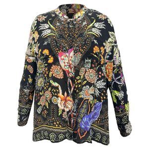 Etro Printed Long Sleeve Blouse in Black Silk